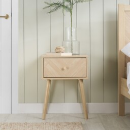 Herringford - 1 Drawer Bedside Table - Oak – Wooden – Happy Beds - thumbnail 1