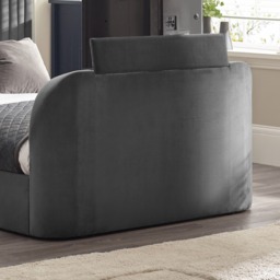 Croft - King Size - TV Bed with Storage Compartment - Dark Grey - Velvet - 5ft - Happy Beds - thumbnail 6
