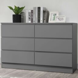Oslo - 6 Drawer Chest of Drawers - Grey - Wooden - Happy Beds - thumbnail 1