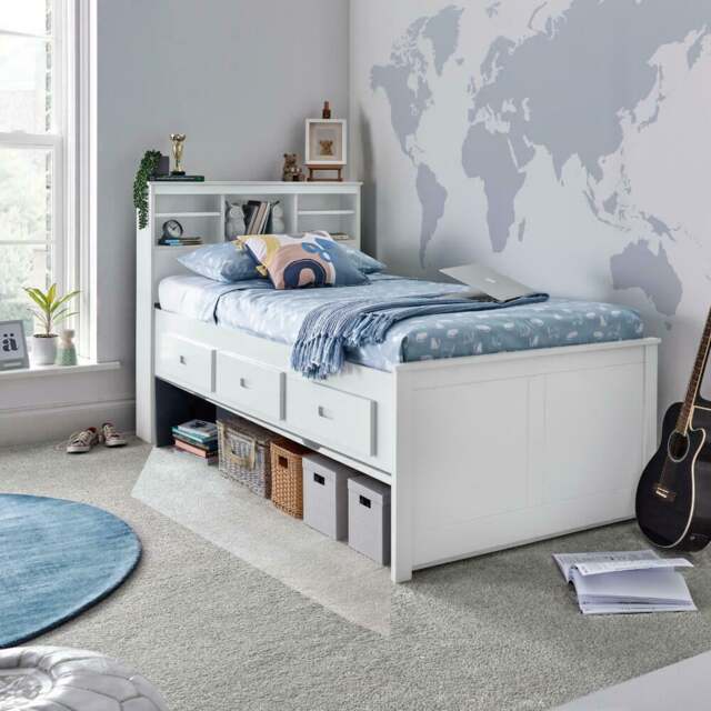 Veera - Single - Guest Day Bed - White - Wooden - 3ft - Happy Beds - image 1