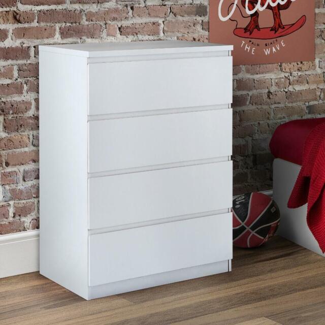 Jupiter - 4 Drawer Chest - White - Wooden - Happy Beds - image 1