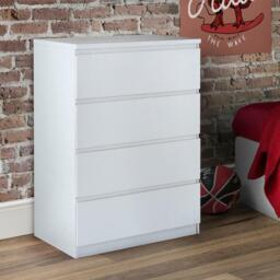 Jupiter - 4 Drawer Chest - White - Wooden - Happy Beds - thumbnail 1
