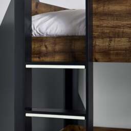 Solomon - Single - Bunk Bed - Rustic and Black - Wooden - 3ft - Happy Beds - thumbnail 3