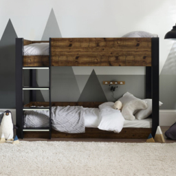 Solomon - Single - Bunk Bed - Rustic and Black - Wooden - 3ft - Happy Beds - thumbnail 2