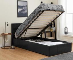Berlin - Small Double Black Leather Ottoman Storage Bed Frame - Small Double -Happy Beds - thumbnail 3
