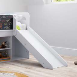 Jake - Single - Kids Mid Sleeper Bed - Storage and Slide - White - Wooden - 3ft - Happy Beds - thumbnail 3