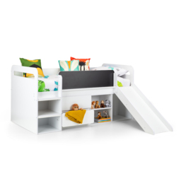 Jake - Single - Kids Mid Sleeper Bed - Storage and Slide - White - Wooden - 3ft - Happy Beds - thumbnail 5