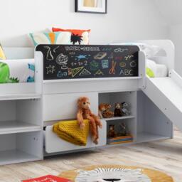 Jake - Single - Kids Mid Sleeper Bed - Storage and Slide - White - Wooden - 3ft - Happy Beds - thumbnail 2