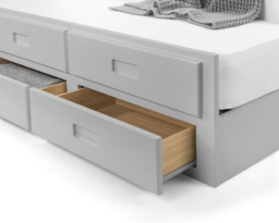 Maisie - Single - Kids Guest Bed - Storage and Underbed Trundle - Light Grey - Wooden - 3ft - Happy Beds - thumbnail 6