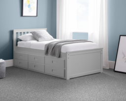 Maisie - Single - Kids Guest Bed - Storage and Underbed Trundle - Light Grey - Wooden - 3ft - Happy Beds - thumbnail 2