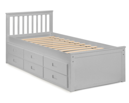 Maisie - Single - Kids Guest Bed - Storage and Underbed Trundle - Light Grey - Wooden - 3ft - Happy Beds - thumbnail 4
