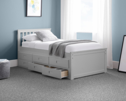Maisie - Single - Kids Guest Bed - Storage and Underbed Trundle - Light Grey - Wooden - 3ft - Happy Beds - thumbnail 3