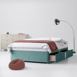 Super King Size - Divan Bed - With Storage - Duck Egg Blue - Fabric - 6ft - Happy Beds - thumbnail 2