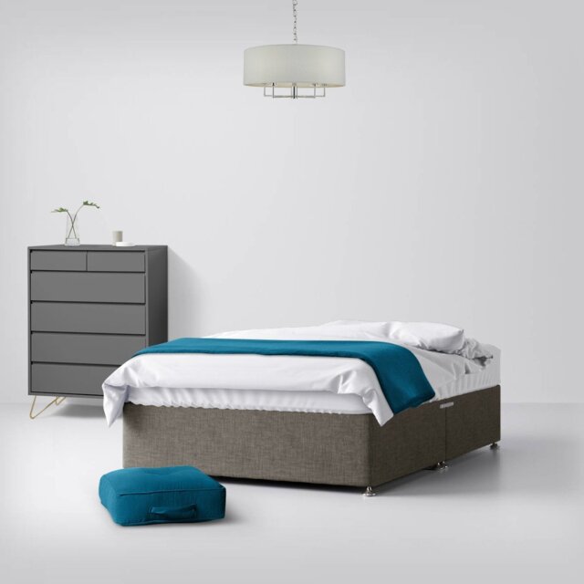 Super King Size - Divan Bed - With Storage - Dark Grey - Fabric - 6ft - Happy Beds - image 1