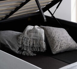 Loxley - Small Double - Ottoman Bed - Grey - Velvet - 4ft - Happy Beds - thumbnail 5