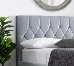 Loxley - Small Double - Ottoman Bed - Grey - Velvet - 4ft - Happy Beds - thumbnail 3