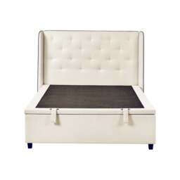 Celeste - King Size - Winged Ottoman Storage Bed - White/Grey - Fabric - 5ft - thumbnail 8