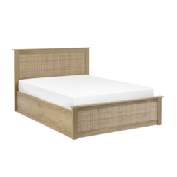 Padstow - Double - Rattan Ottoman Storage Bed - Oak - Wooden - 4ft6 - Happy Beds - thumbnail 2