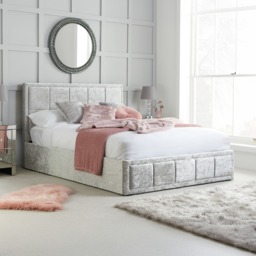 Hannover - King Size - Ottoman Bed - Light Grey - Velvet - 5ft - Happy Beds - thumbnail 1