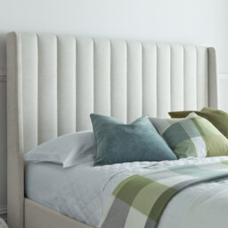 Harper - Double - Winged Ottoman Storage Bed - Natural - Fabric - 4ft6 - Happy Beds - thumbnail 3