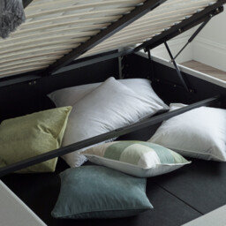 Harper - Double - Winged Ottoman Storage Bed - Natural - Fabric - 4ft6 - Happy Beds - thumbnail 7
