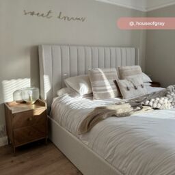 Harper - Double - Winged Ottoman Storage Bed - Natural - Fabric - 4ft6 - Happy Beds - thumbnail 8