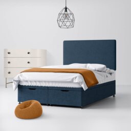 Single - Divan Bed and Cornell Plain Headboard - Dark Blue - Fabric - 3ft - Happy Beds - thumbnail 4