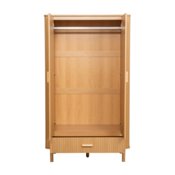 Axel - 2 Door 1 Drawer Wardrobe - Oak - Wooden - Happy Beds - thumbnail 6