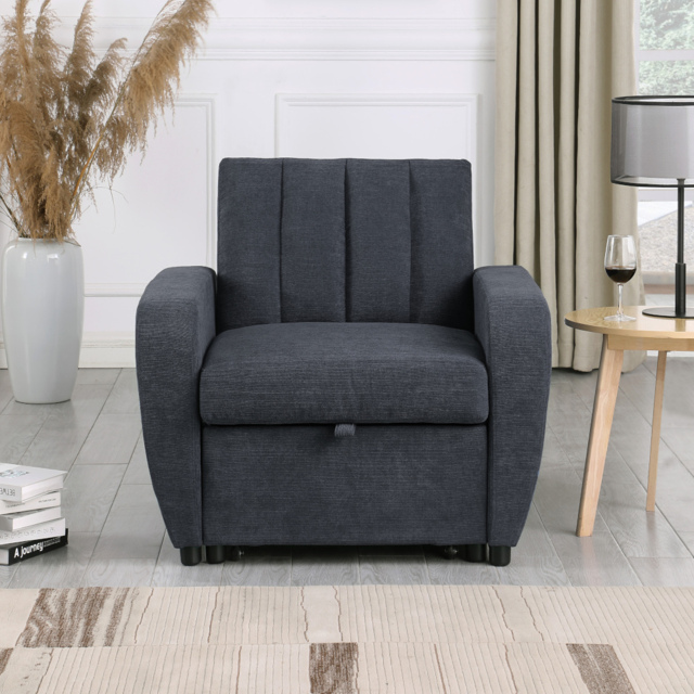 Gibson - Chair Sofa Bed - Grey - Fabric - Single Chair - Make It Homely - image 1