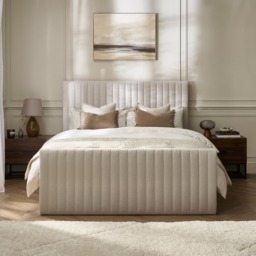 Tiana - Double - Ottoman Storage Bed - Natural - Fabric - 4ft6 - thumbnail 4