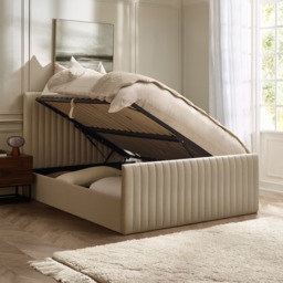Tiana - Double - Ottoman Storage Bed - Natural - Fabric - 4ft6 - thumbnail 2
