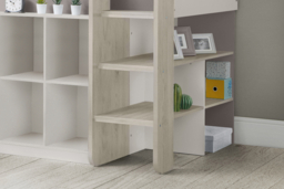 Saturn - Single - Kids Mid Sleeper Bed - Storage and Desk - Brown and White - Wooden - 3ft - Happy Beds - thumbnail 5