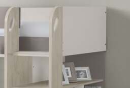 Saturn - Single - Kids Mid Sleeper Bed - Storage and Desk - Brown and White - Wooden - 3ft - Happy Beds - thumbnail 6