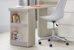 Saturn - Single - Kids Mid Sleeper Bed - Storage and Desk - Brown and White - Wooden - 3ft - Happy Beds - thumbnail 4