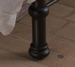Bronte Double Black Metal Bed Frame - Victorian Style - Brass Finials and Top Rail - 4ft6 - Happy Beds - thumbnail 6
