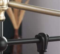Bronte Double Black Metal Bed Frame - Victorian Style - Brass Finials and Top Rail - 4ft6 - Happy Beds - thumbnail 5