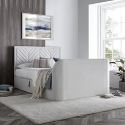 Sherlock - Super King Size - Ottoman Storage TV Bed - Natural - Fabric - 6ft - Happy Beds - thumbnail 2