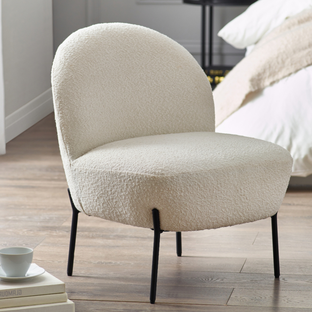 Boucle Accent Chair – Ivory – Boucle Fabric - image 1