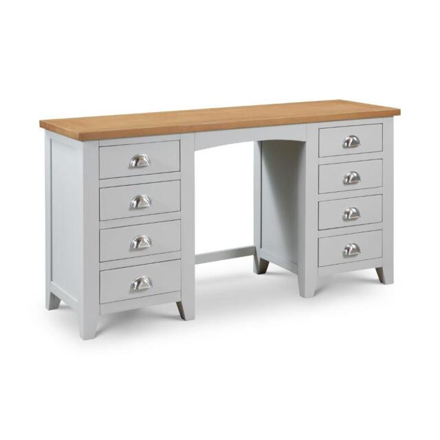 Richmond - Double Pedestal Dressing Table - Grey/Oak - Wooden - Happy Beds - image 1