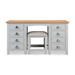 Richmond - Double Pedestal Dressing Table - Grey/Oak - Wooden - Happy Beds - thumbnail 7