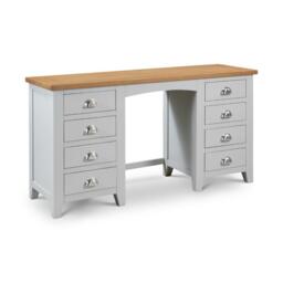 Richmond - Double Pedestal Dressing Table - Grey/Oak - Wooden - Happy Beds - thumbnail 1