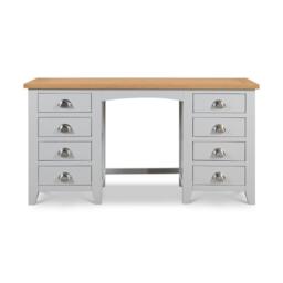 Richmond - Double Pedestal Dressing Table - Grey/Oak - Wooden - Happy Beds - thumbnail 3