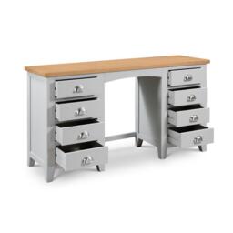 Richmond - Double Pedestal Dressing Table - Grey/Oak - Wooden - Happy Beds - thumbnail 2