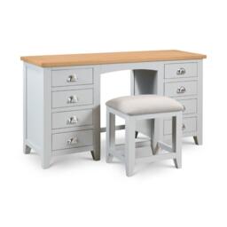 Richmond - Double Pedestal Dressing Table - Grey/Oak - Wooden - Happy Beds - thumbnail 6