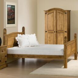 Corona – King Size - High Foot-End Bed – Waxed Pine - Wooden – 5ft – Happy Beds - thumbnail 1