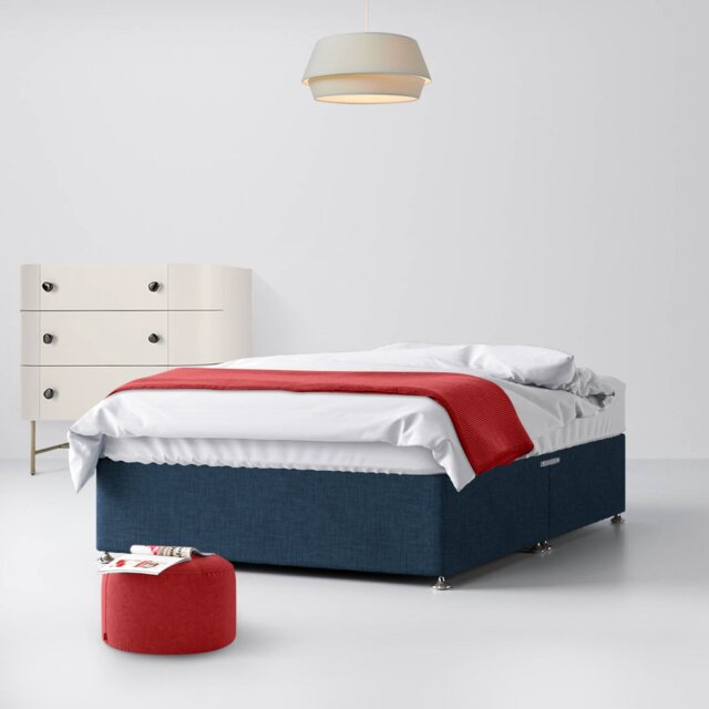 Single - Divan Bed - With Storage - Dark Blue - Fabric - 3ft - Happy Beds - image 1