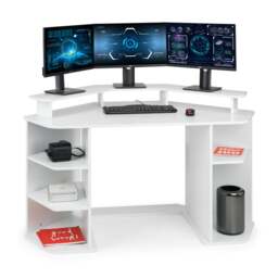 Orbit - Corner Gaming Desk - White - Wooden - Happy Beds - thumbnail 6