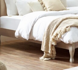 Camille - Double -Oatmeal Cream - Fabric and Wood - 4ft6 - Happy Beds - thumbnail 6