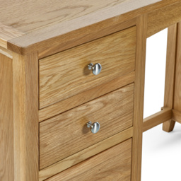 Mallory – 6-Drawer Double Pedestal Dressing Table and Stool – Oak/Grey – Wooden/Fabric - Happy Beds - thumbnail 8