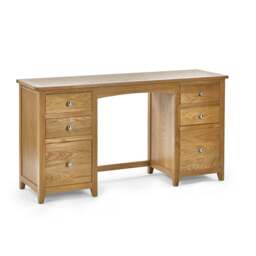 Mallory – 6-Drawer Double Pedestal Dressing Table and Stool – Oak/Grey – Wooden/Fabric - Happy Beds - thumbnail 5
